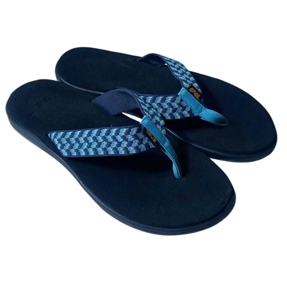 Teva Sandals Womens 9 Voya Flip Flop Paint Track Blue Comfort Casual SN 1019040